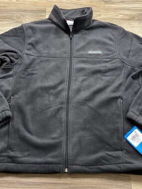 COLUMBIA Mount Grant Fleece Full Zip Black Jacket Mock Neck Men's Large $46 NWT